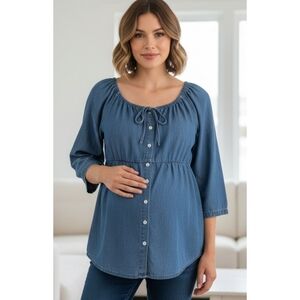 Oh! Mamma Button front Denim Tunic Blue Size L